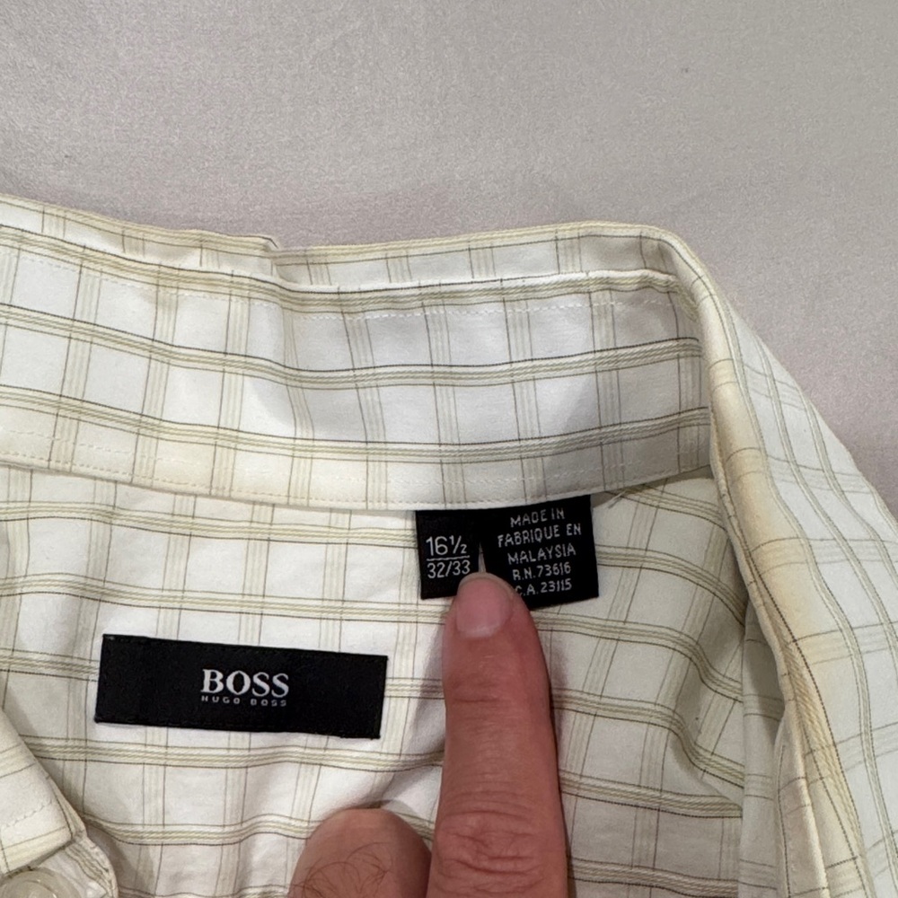 Hugo Boss Ivory Checkered Dress Shirt - Picture 3 of 3